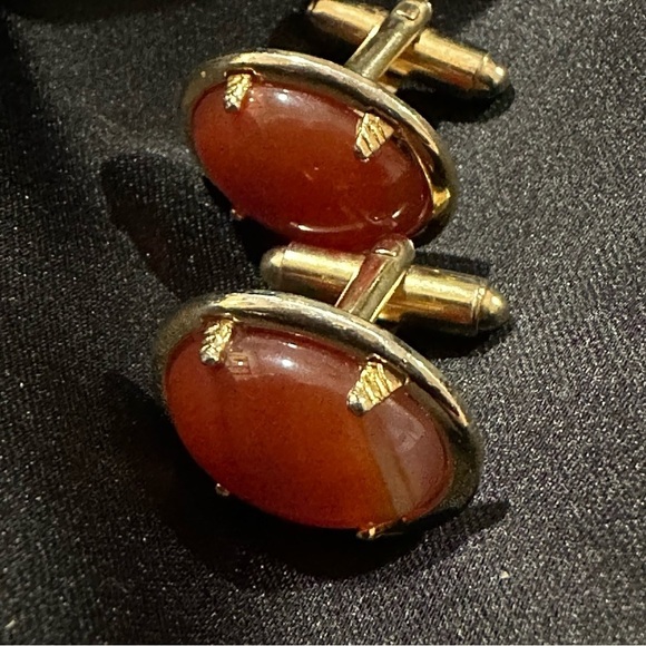 Vintage Pressed Natural Baltic Amber Cufflinks - Picture 3 of 4